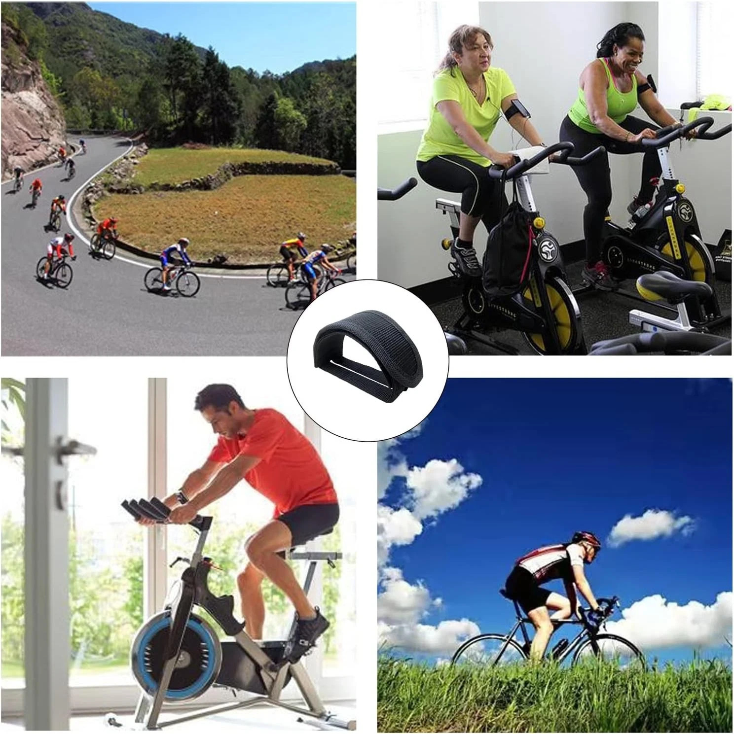 1 Pair Adjustable Bike Pedal Straps Anti-Slip Fixie Toe Clips for Cycling