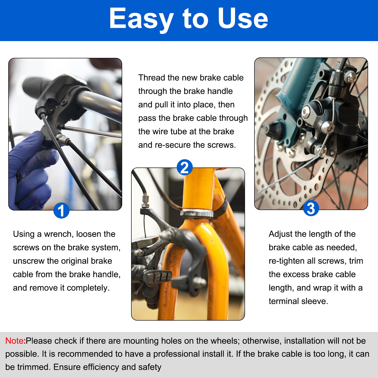 Bicycle brake cable kit set universal bike gearbox cable grey
