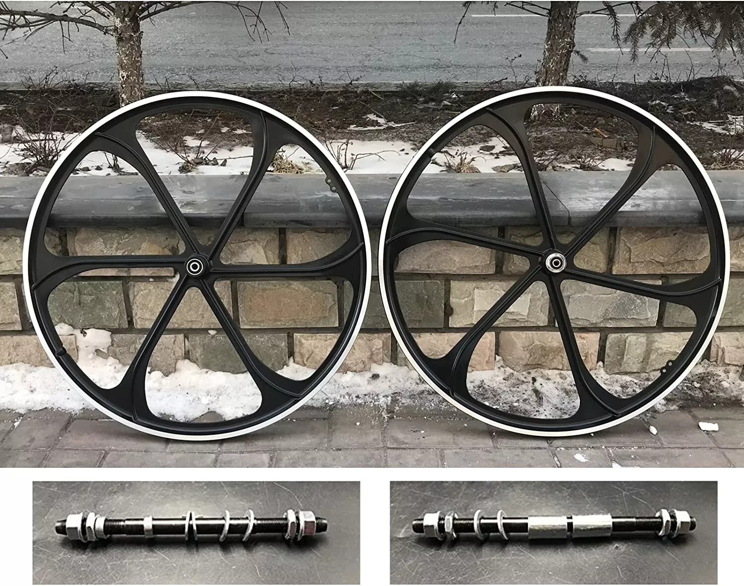 CDHPOWER 26″ Aluminum Mag Wheels Set & Red Bike Fork & Headset-Motorized Bicycle