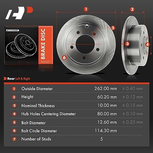 10.31 inch (262mm) Disc Brake Rotors Compatible with Select Rear Solid