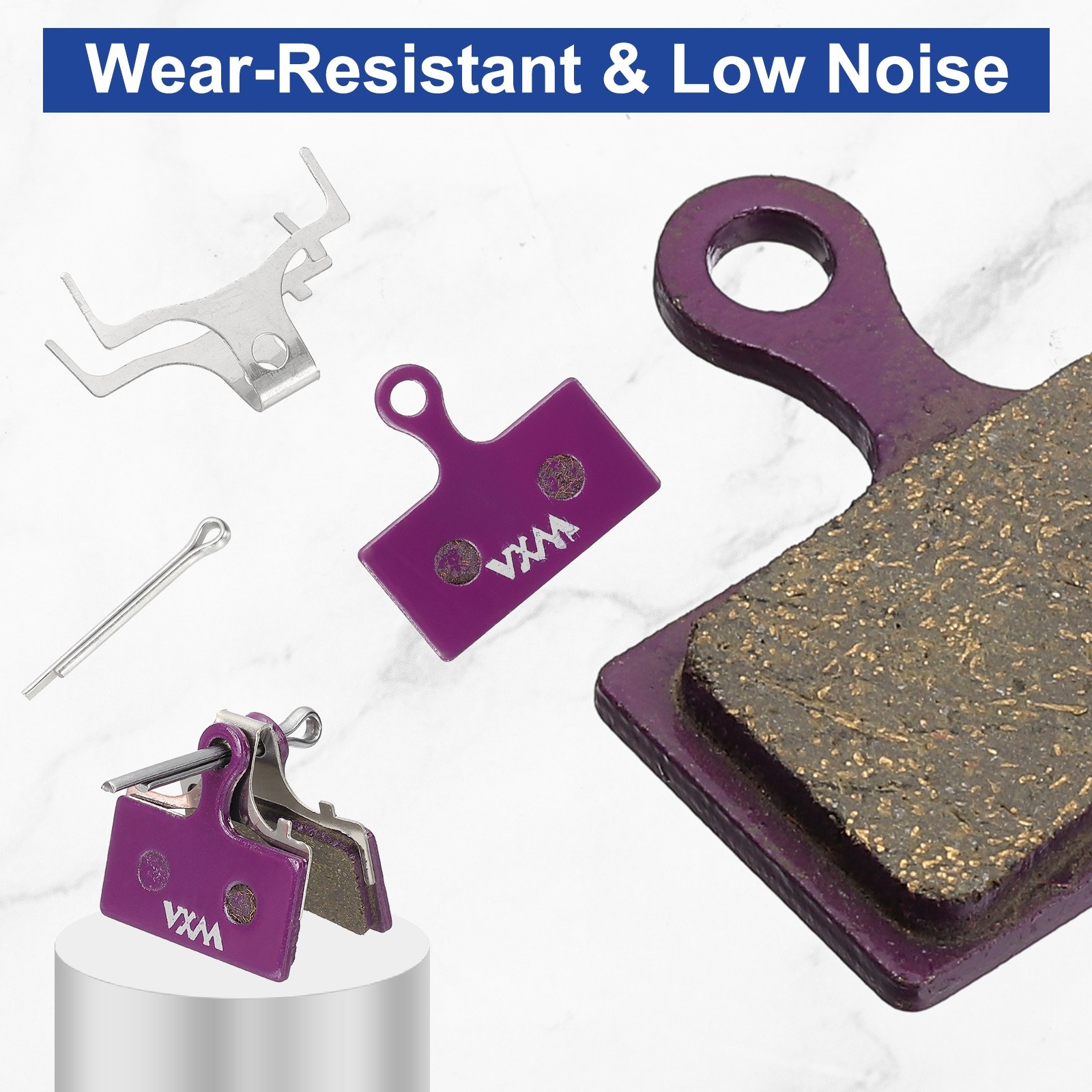 Disc Brake Pad 1.26″ x 0.65″ Bike Brake Pads with Spring and Pin, Purple