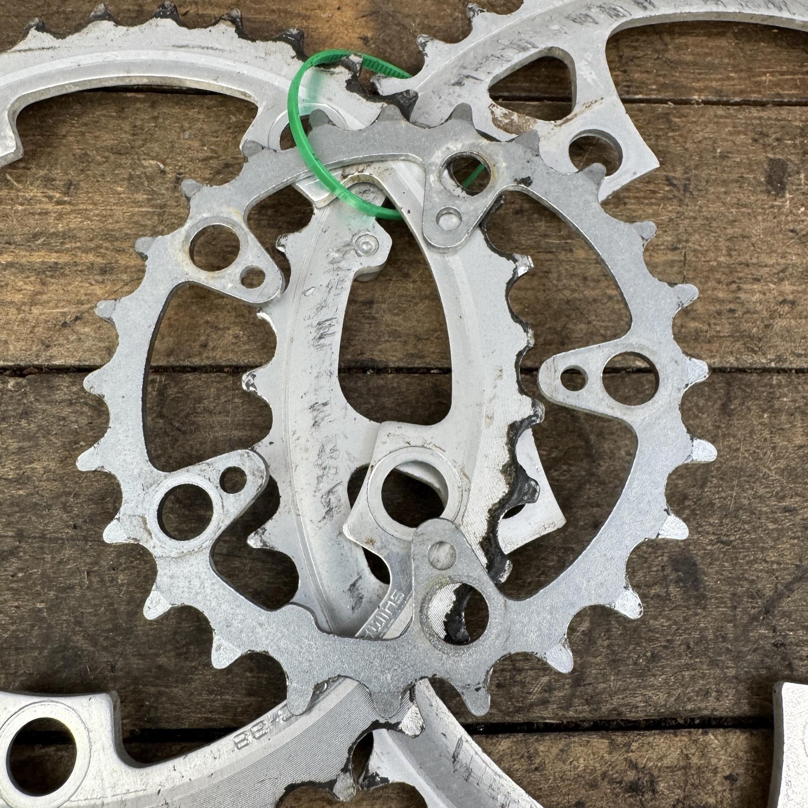 Vintage Shimano SG 46/36/24T Chainring Set 110/74 BCD Silver MTB Triple Deore