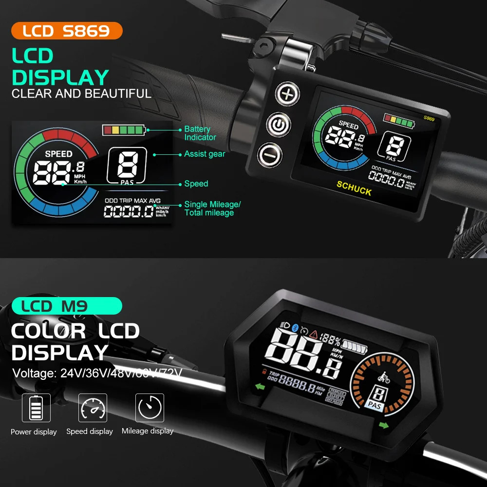 Ebike Sine Wave Controller 40A Three-Mode 36/48/52V with S866 LCD Color Display