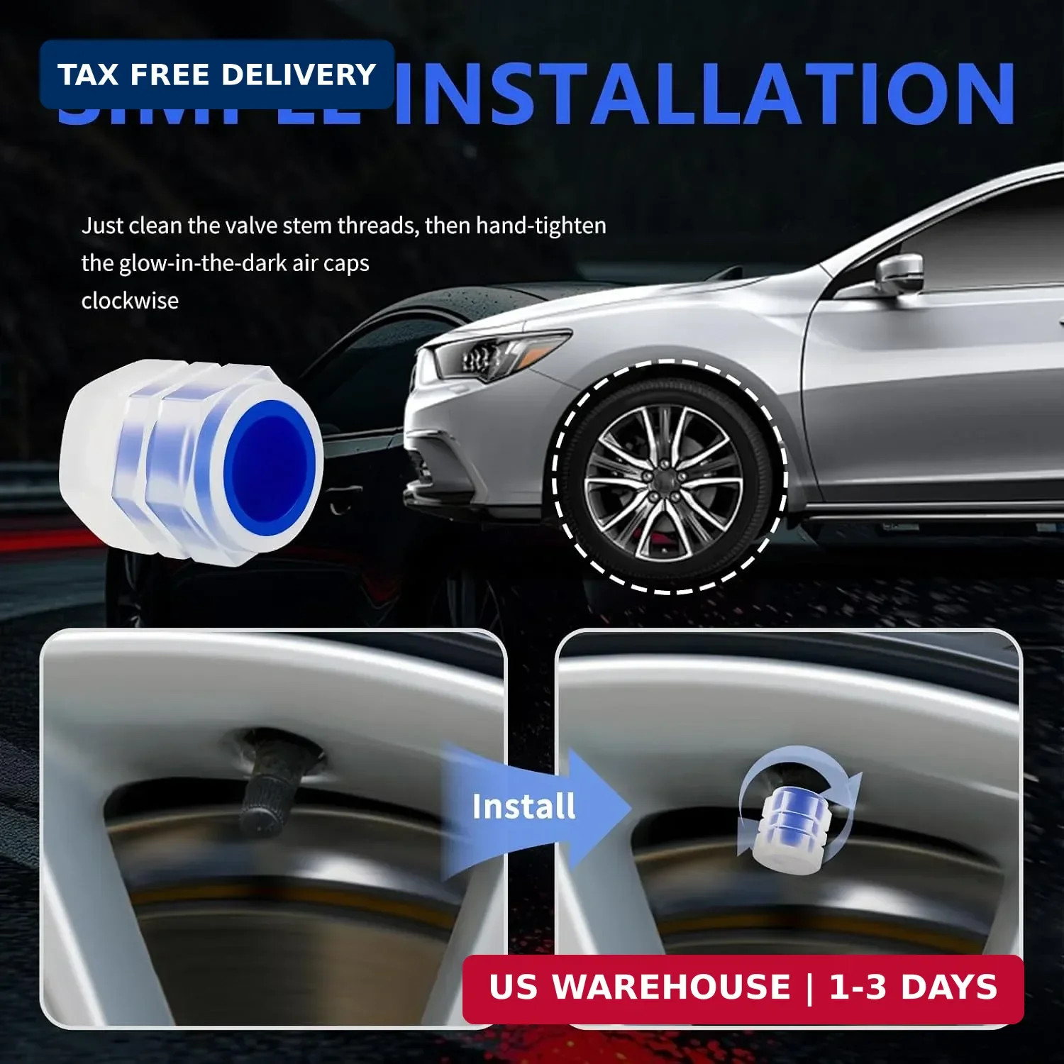 20PCS New Fluorescent Tire Valve Caps,Cool Glow in The Dark Tire Valve Caps as C