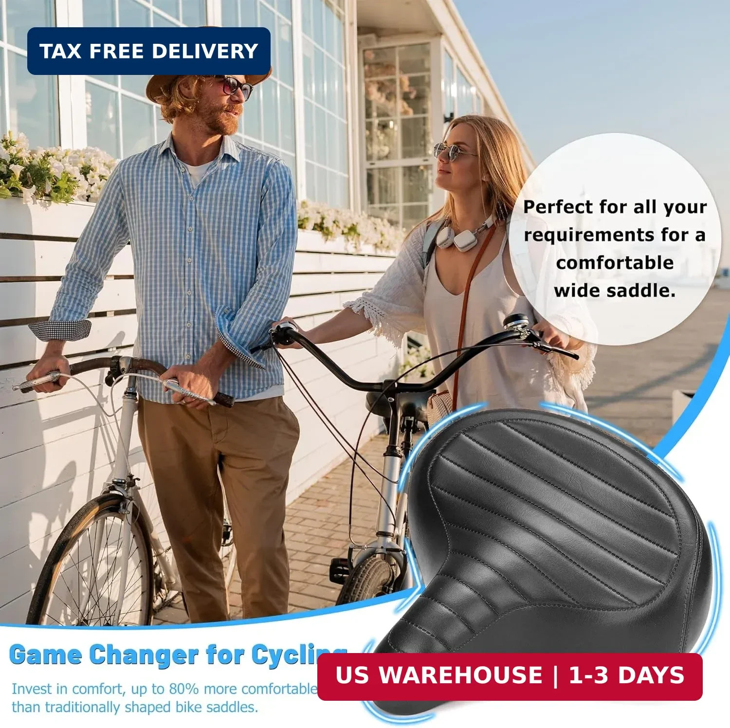 Wide Bike Seat for Men Women Comfort, Large Soft Padded Bicycle Seat Cushi