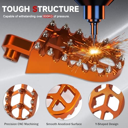 Dirt Bike Foot Pegs for Tutti Soleil 01 CNC T7075 Wide Footpegs Anti Orange