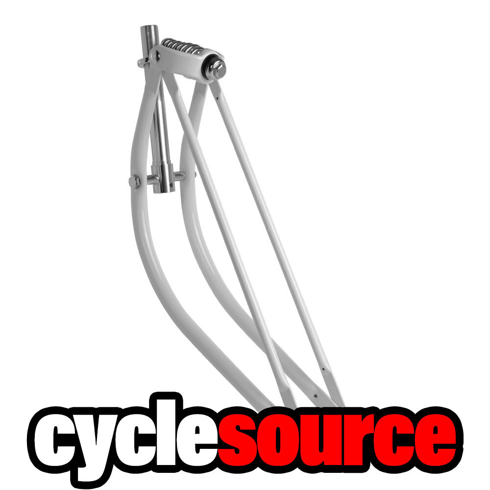 ENIX 26″Beach Cruiser Bicycle Bike Bent Spring Fork White/Chrome