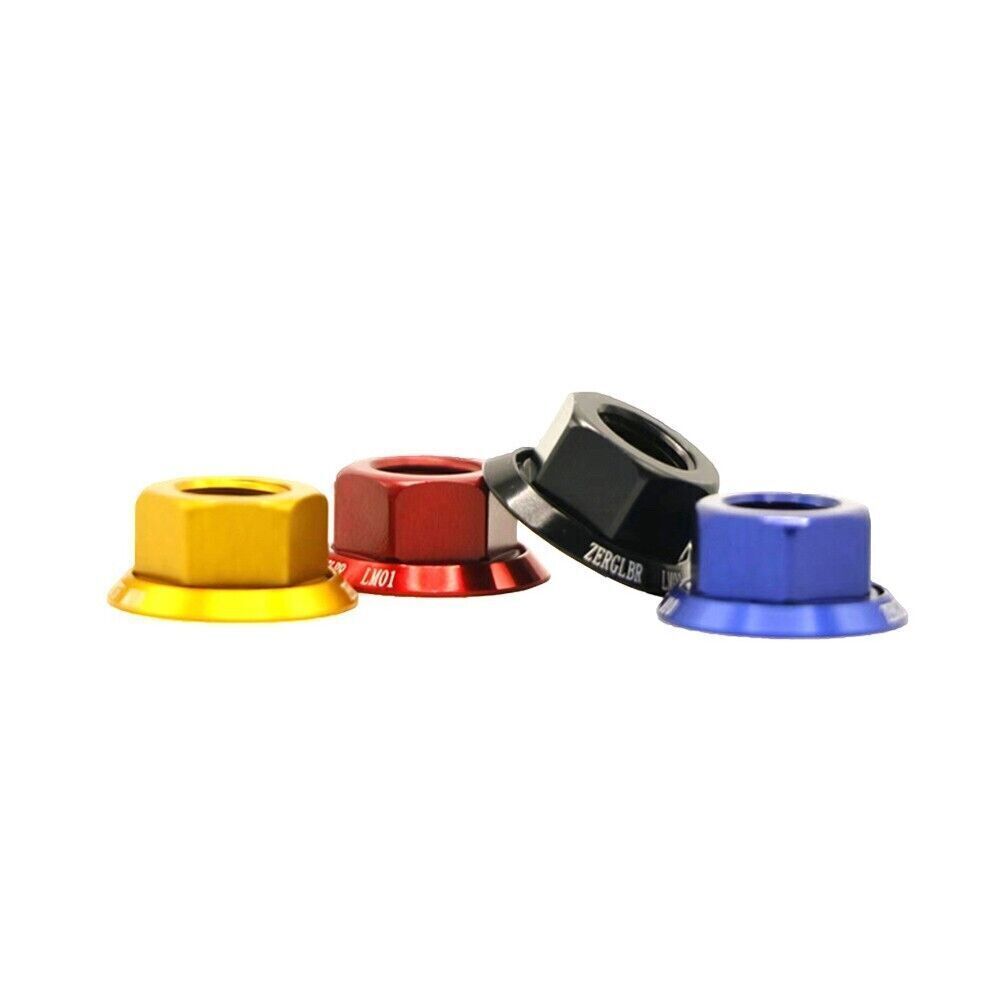 Set of 4 Bike Wheel Hub Axle Nuts Made of 7075 Aluminum Alloy M 10 Size