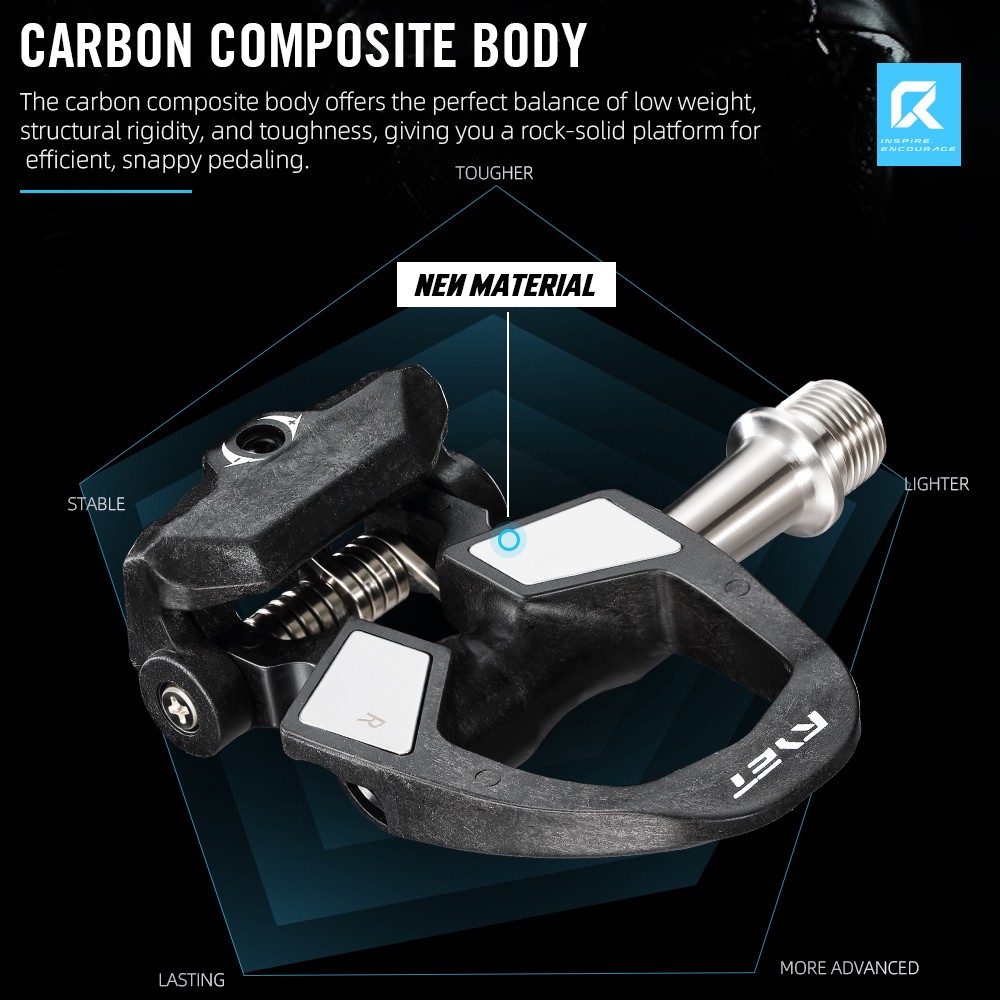 RYET Ultralight Carbon Pedals 178g Titanium Axle DU Bearings Road Bike Cycling